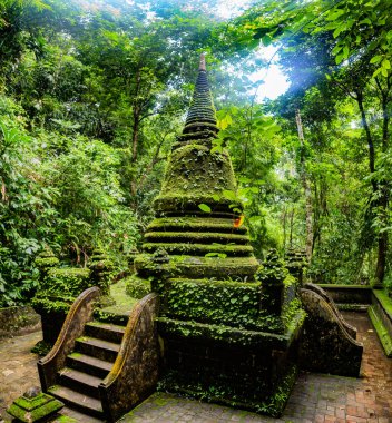 Namtok Phlio Ulusal Parkı, Chanthaburi, Tayland 'da antik pagoda ve şelale