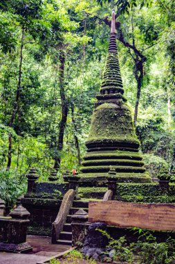 Namtok Phlio Ulusal Parkı, Chanthaburi, Tayland 'da antik pagoda ve şelale