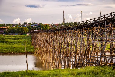 Mon Köprüsü, Sangkhlaburi 'de eski ahşap köprü, Kanchanaburi, Tayland