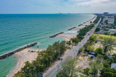 Tayland, Rayong 'daki PMY Plajı' nın havadan görüntüsü.