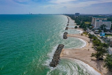 Tayland, Rayong 'daki PMY Plajı' nın havadan görüntüsü.