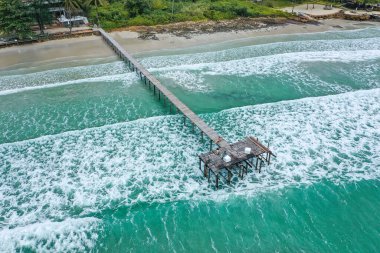Bang Bao plajı, ahşap iskele, Koh Kood, Trat, Tayland