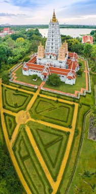 Wat Yannasang Savaş Tapınağı, Bodh Gaya Chedi, Bodhagaya Stupa Replica, Wat Yan, Pattaya, Chonburi, Tayland.