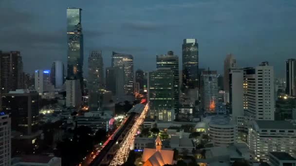 Bangkok timelapse i Sathorn Area, MahaNakhon Tower, Thailand — Stockvideo