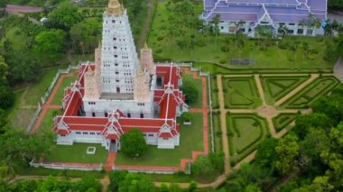 Wat Yannasang Savaş Tapınağı, Bodh Gaya Chedi, Bodhagaya Stupa Replica, Wat Yan, Pattaya, Chonburi, Tayland.