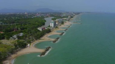 Tayland, Rayong 'daki PMY Plajı' nın havadan görüntüsü.