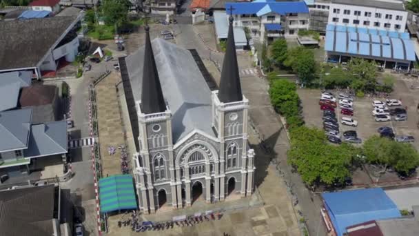 Catedral da Imaculada Conceição em Chanthaburi, Tailândia — Vídeo de Stock