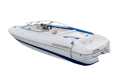 Beyaz bir arka plan üzerinde izole Motorlu tekne