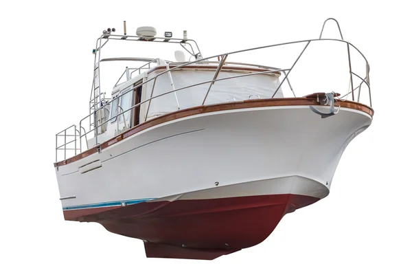 Barca a motore isolata su fondo bianco — Foto Stock