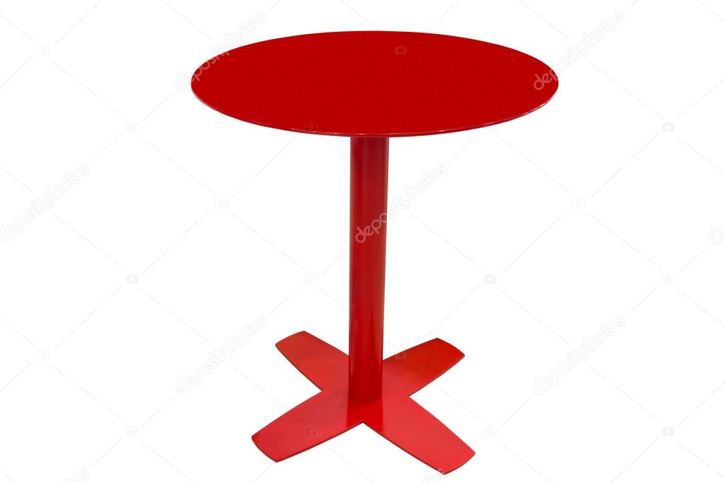 Red Round Kitchen Table Isolated On White Background Stock