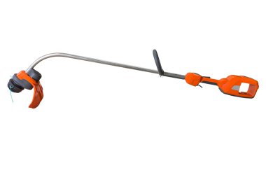 Beyaz bir arka plan üzerinde izole çim biçme