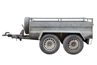 Beyaz arka plan üzerinde izole araba römork