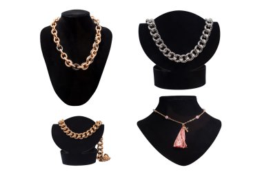 Beyaz arka plan üzerinde izole kadın kolye