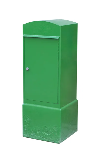 Zielona skrzynka pocztowa izolowana na białym tle — Zdjęcie stockowe