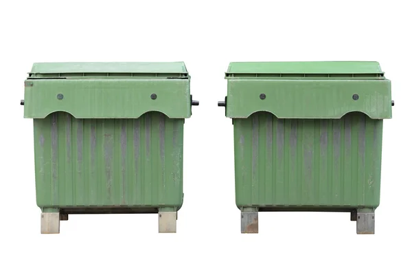Yeşil dumpsters beyaz arka plan üzerinde izole — Stok fotoğraf