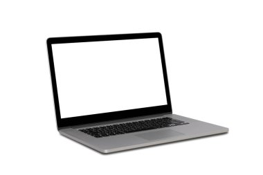 Beyaz arkaplanda izole edilmiş açık dizüstü bilgisayar