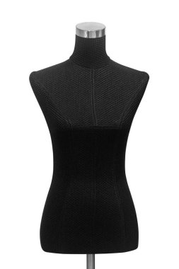 Siyah manken beyaz arka planda izole edilmiş.