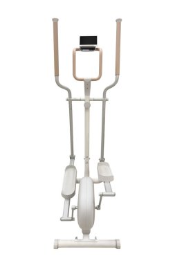 Beyaz arkaplanda izole edilmiş beyaz kayak simülatörü