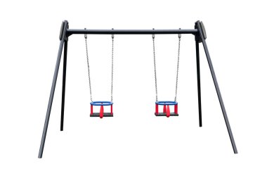 Çocukların salıncakları beyaz arka planda izole edilmiş.