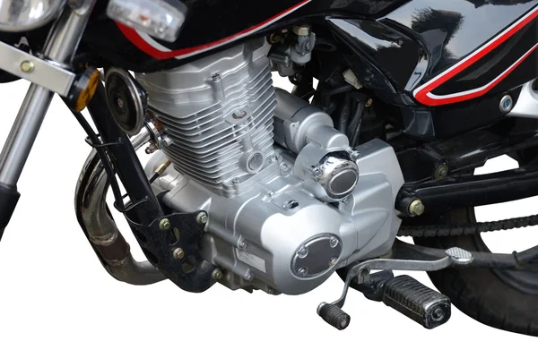 Motor de motocicleta isolado em um fundo branco — Fotografia de Stock
