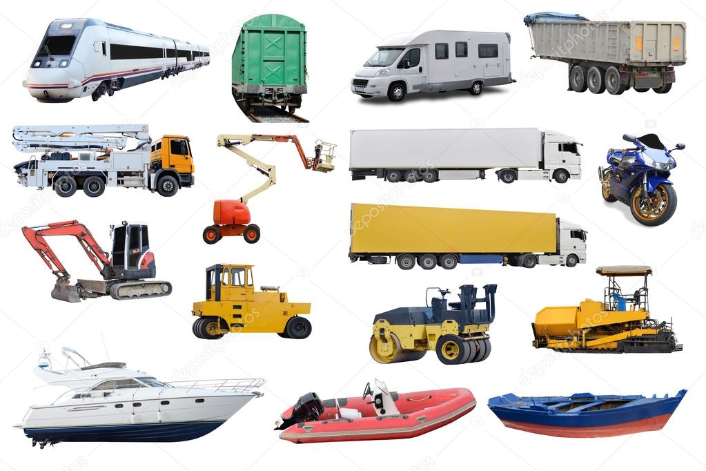 set of different vehicles
