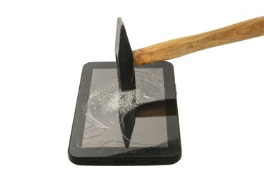 Bir tablet bilgisayar kırma çekiç
