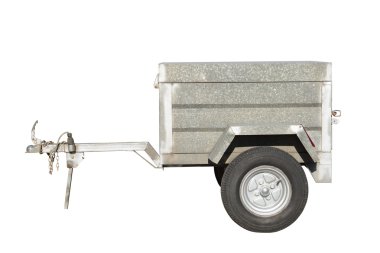 Beyaz arka plan üzerinde izole araba römork