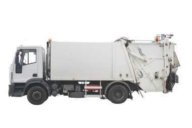 Çöp kamyonu beyaz arka plan üzerinde izole