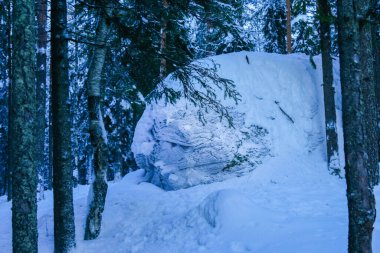 Ağaçların arasında kocaman bir kaya var.. 