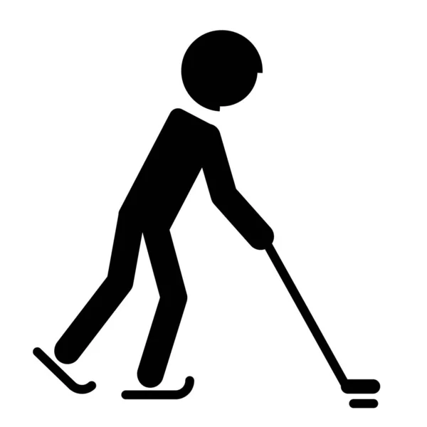 Icono Del Deporte Hockey Símbolo Silueta Jugador Hockey Sobre Fondo — Vector de stock