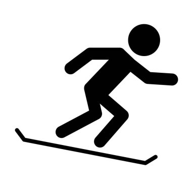 Snowboard sporu ikonu. İzole edilmiş arka planda snowboardcu silueti sembolü. Vektör illüstrasyonu