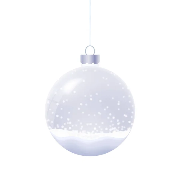 Sphère Noël Verre Dans Style Réaliste Boule Neige Avec Flocons — Image vectorielle