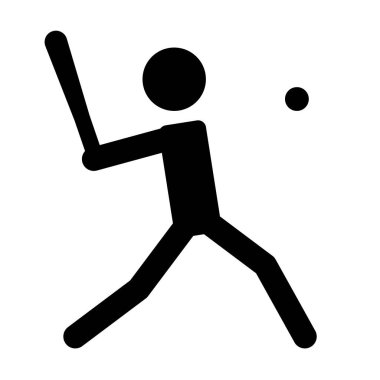 Beyzbol sporu ikonu. İzole edilmiş arka planda beyzbol oyuncusu silueti sembolü. Vektör illüstrasyonu