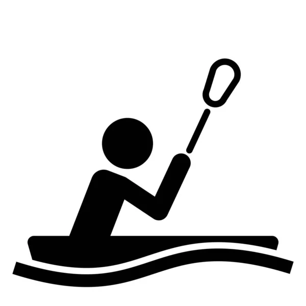 Kano Sporu Ikonu Zole Edilmiş Arka Planda Kayakçı Silueti Sembolü — Stok Vektör
