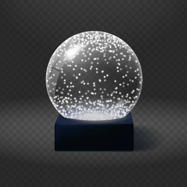Lasi Joulu Pallo Realistiseen Tyyliin Joulupalloja Tähtihiutaleilla Joulukristallipallo Vektoriesimerkki — vektorikuva