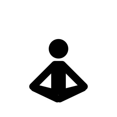 Yoga sporu ikonu. İzole edilmiş arka planda atlet silueti sembolü. Vektör illüstrasyonu