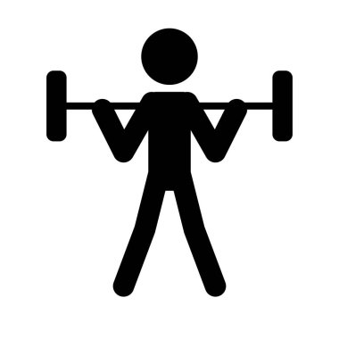 Halter sporu ikonu. İzole edilmiş arka planda atlet silueti sembolü. Vektör illüstrasyonu