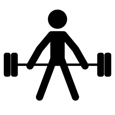 Halter sporu ikonu. İzole edilmiş arka planda atlet silueti sembolü. Vektör illüstrasyonu