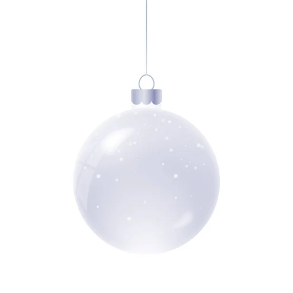 Üveg Karácsonyi Gömb Reális Stílusban Hógömb Pelyhekkel Hóval Karácsonyi Kristálygömb — Stock Vector