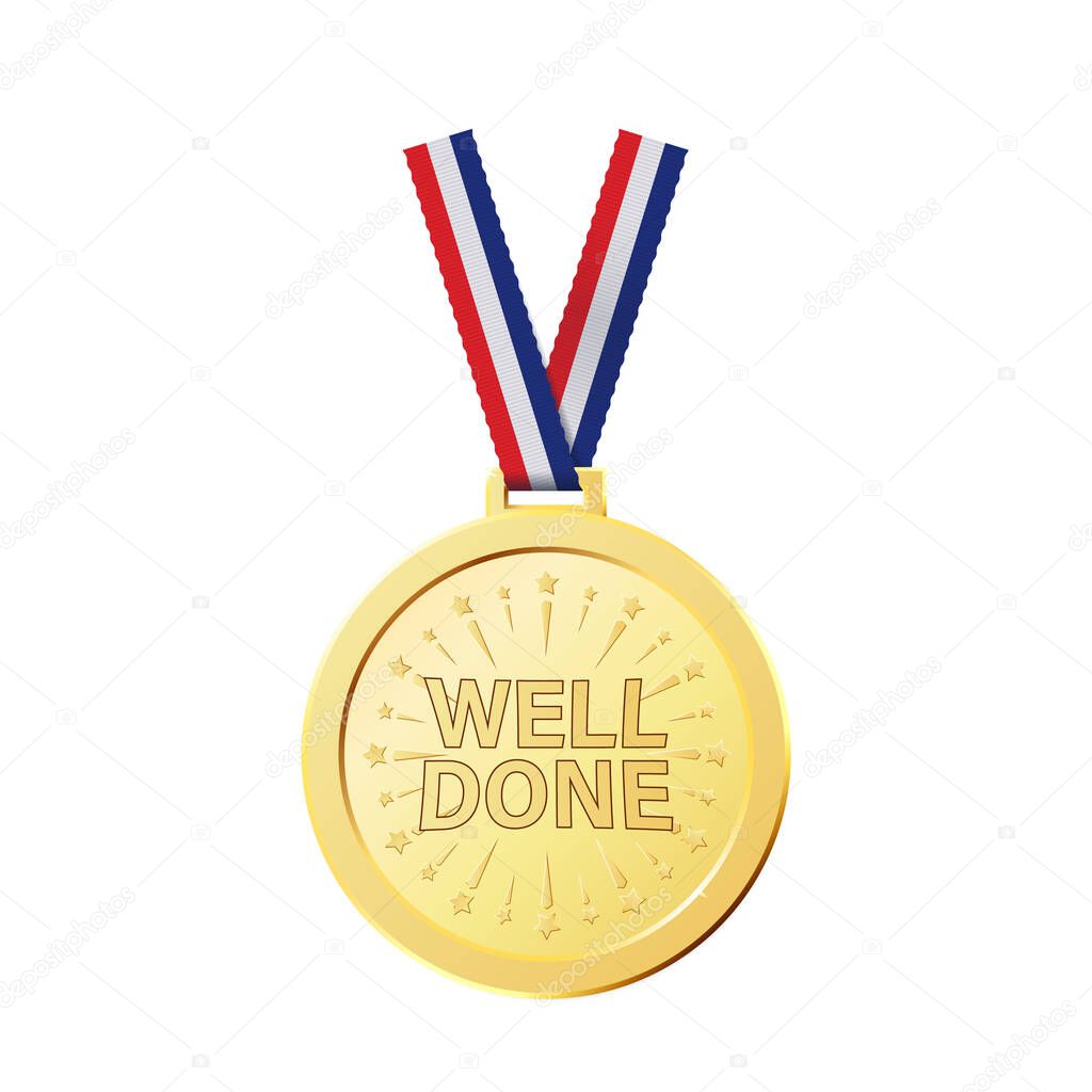 Realistic golden awards for achievement. Realistic medals