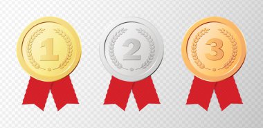 Yarışmayı kazanana gerçekçi altın ödüller. Gerçekçi madalyalar.