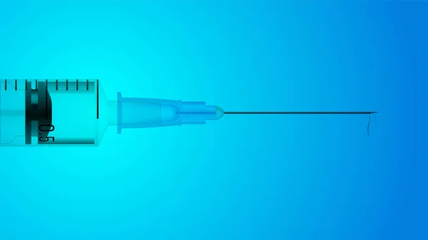 Realistische Plastikspritze mit Nadel. Impfkonzept — Stockvektor
