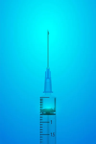 Realistische Plastikspritze mit Nadel. Impfkonzept. — Stockvektor