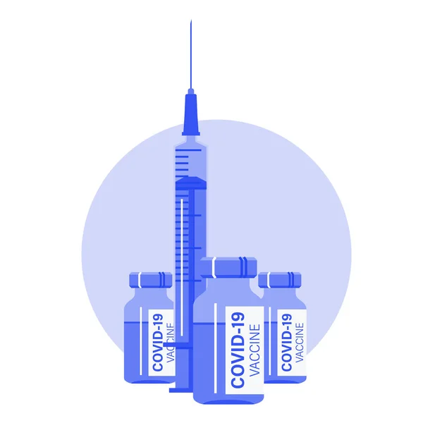 Medizinische Einmalspritze Mit Nadel Anwendbar Für Covid Coronavirus Impfstoffinjektion Impfillustration — Stockvektor