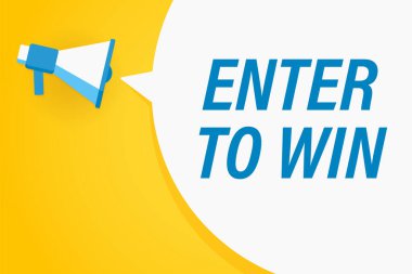 Konuşma balonu ve cümlesi olan düz bir megafon.