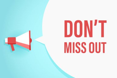 Konuşma balonu ve cümlesi olan düz bir megafon.