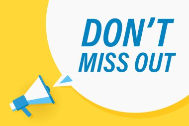 Konuşma balonu ve cümlesi olan düz bir megafon.