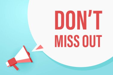 Konuşma balonu ve cümlesi olan düz bir megafon.