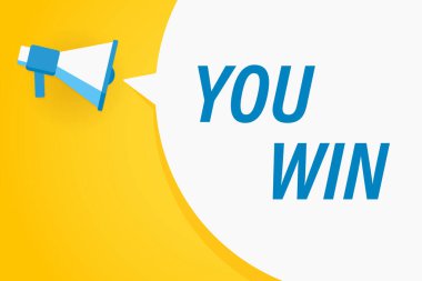 Konuşma balonu ve cümlesi olan düz bir megafon.