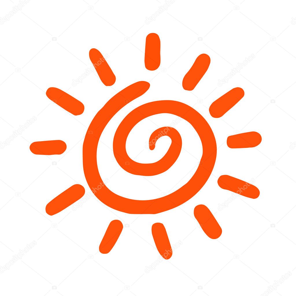Sun icon as spiral on isolated background